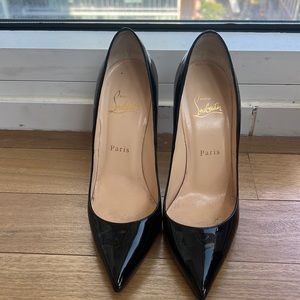 Christian Louboutin black patent pigalle 120 pumps sz 38